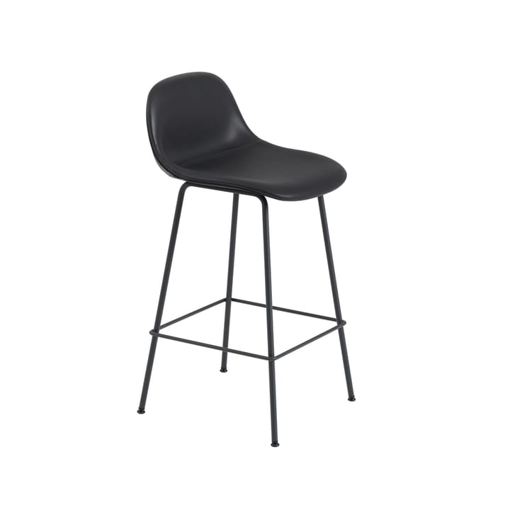 Fiber σκαμπό μπαρ με μεταλλικά πόδια - Refine leather black-Black - Muuto