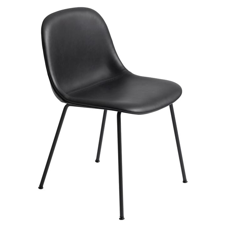 Καρέκλα Fiber Side με δέρμα - Refine leather black-Black - Muuto