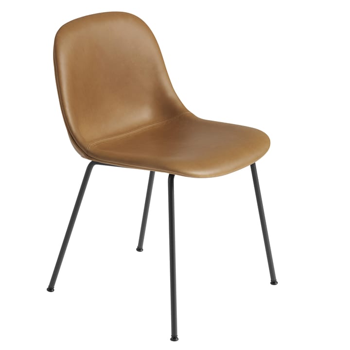 Καρέκλα Fiber Side με δέρμα - Refine leather cognac-Black - Muuto