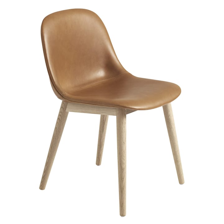 Fiber Side καρέκλα εμ ξύλινα πόδια - Refine leather cognac-Oak - Muuto