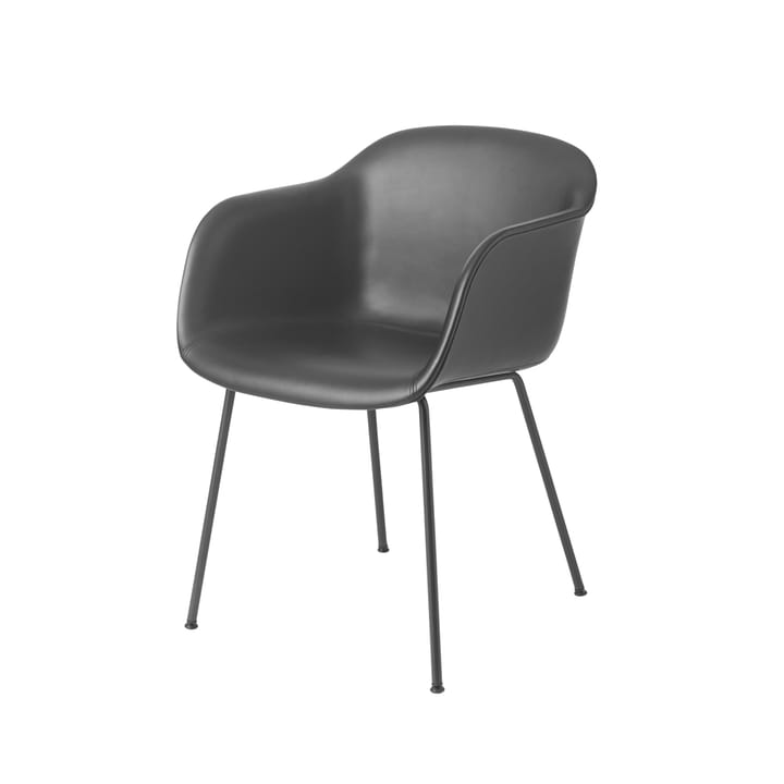 Καρέκλα Fiber tube base - Refine leather black-Black - Muuto