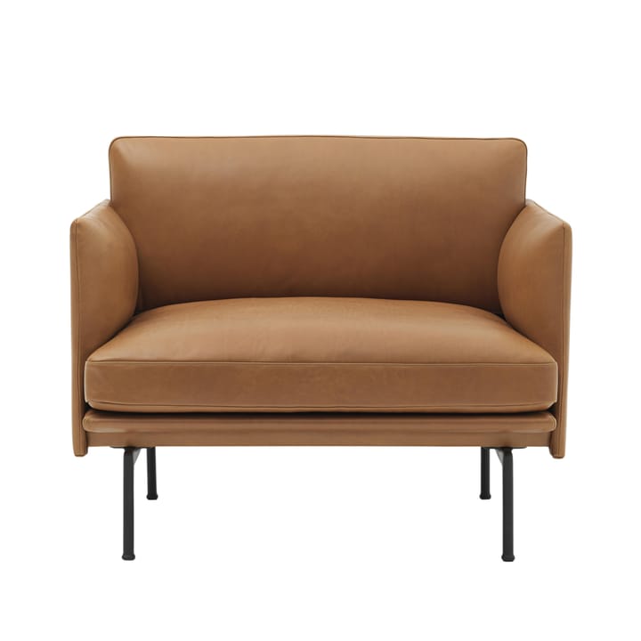 Καρέκλα Outline με μαύρη βάση - Refine leather cognac-Black - Muuto