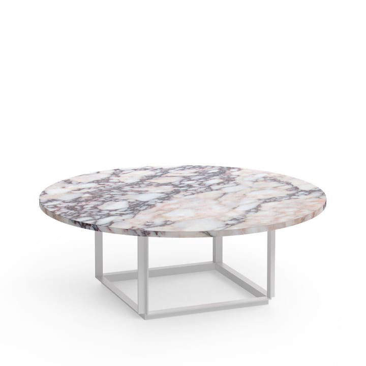 Τραπεζάκι σαλονιού Florence, white viola marble, διάμετρος 90 εκατοστά, λευκή βάση New Works