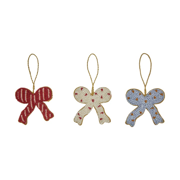 Christmas bow διακοσμητικό κρεμαστό 3 κομμάτια - Cherry red-offwhite-blue - OYOY