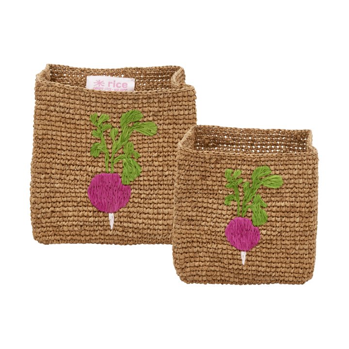 Καλάθι αποθήκευσης Rice raffia 2 τεμάχια - Radish Embroidery-Tea - RICE