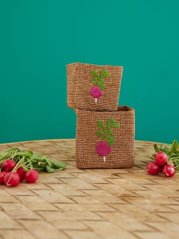 Καλάθι αποθήκευσης Rice raffia 2 τεμάχια - Radish Embroidery-Tea - RICE