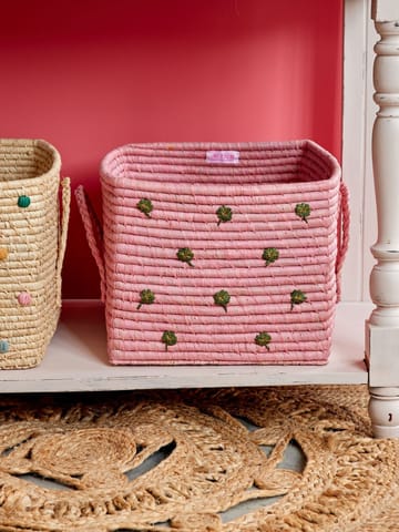 Καλάθι Rice raffia με χερούλι 30x30 cm - Pink - RICE