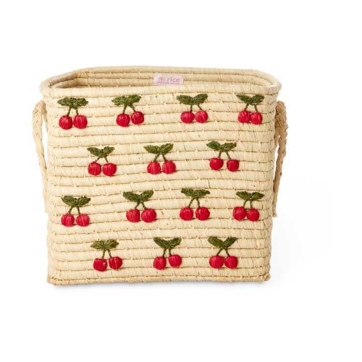 Καλάθι Rice raffia με χερούλι 30x30 cm, Κεράσι RICE