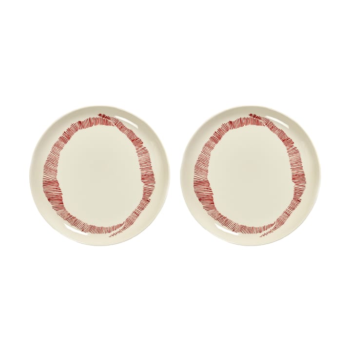 Ottolenghi Feast πιάτο M Ø22,5 cm συσκευασία 2 τεμαχίων - White stripes-red - Serax