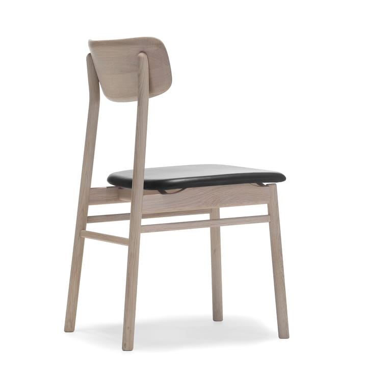 Καρέκλα, Prima Vista, δρυς λαδωμένη λευκή - Δέρμα elmotique 99001 μαύρο - Stolab
