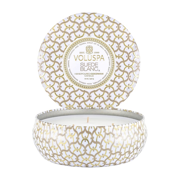 Maison Blanc 3-wick Tin αρωματικό κερί 40 ώρες, Suede Blanc Voluspa