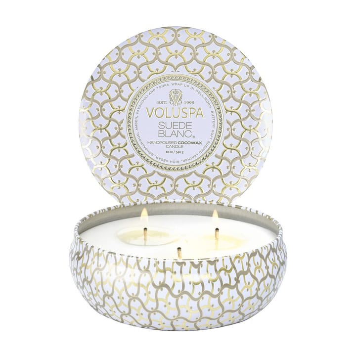 Maison Blanc 3-wick Tin αρωματικό κερί 40 ώρες, Suede Blanc Voluspa