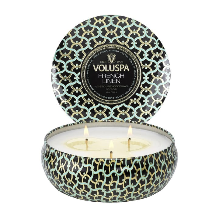 Maison Noir 3-wick Tin αρωματικό 40 ώρες, Γαλλικό Λινό Voluspa